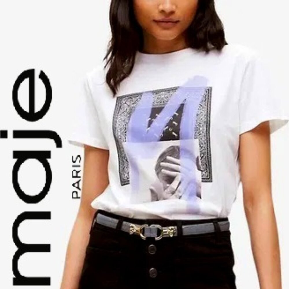 Maje Tulipe Graphic Print Organic Cotton T Shirt